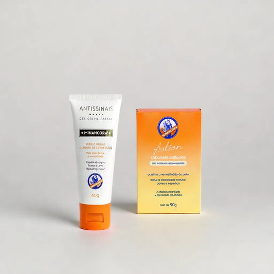 Combo Prevenção da Cabeça aos Pés: Creme Antissinais + Sabonete Antiacne em Barra